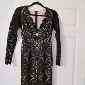 💃Love Triangle Long Black Lace Dress NWOT